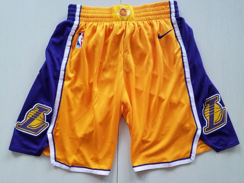 2018 Men NBA Nike Los Angeles Lakers Yellow shorts->->NBA Jersey